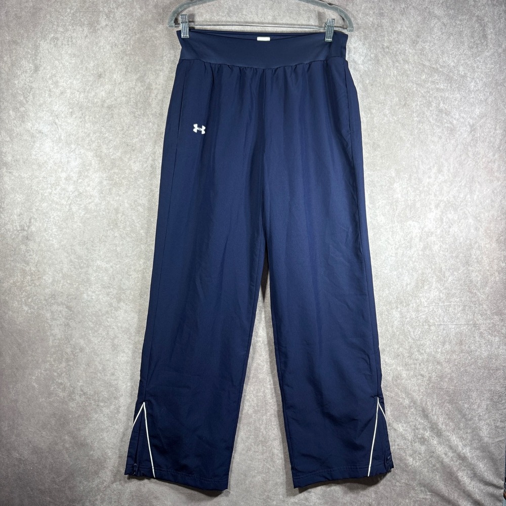 Under Armour Pants Men XL Blue Track Windbreaker Mesh Lined Ankle Zip Gym Active